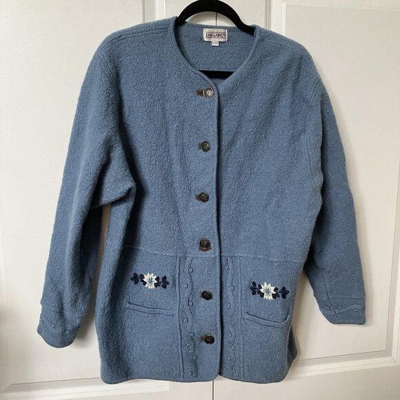 Vintage D'allairds Cardigan‎ Womens XL Boiled Wool Knit Granny Cottagecore - Picture 2 of 11